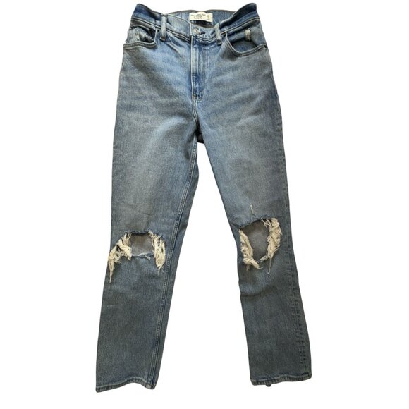 Abercrombie & Fitch Denim - Abercrombie & Fitch 90s Straight Jeans Womens 26/2 Blue Denim Hi-Rise Distressed